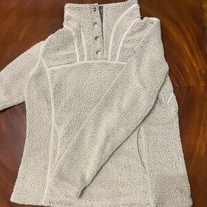 Kuhl Cream Sherpa Snap-Front Jacket with Dark Trim